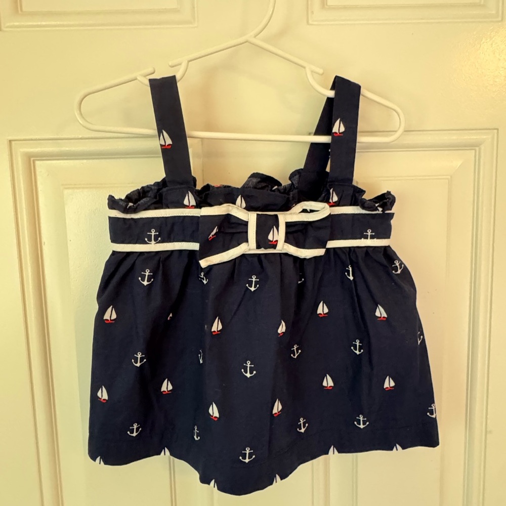 Janie and Jack Navy Sailboat Print Top